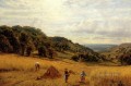 Harvesting At Luccombe Isle Of Wight landscape Alfred Glendening